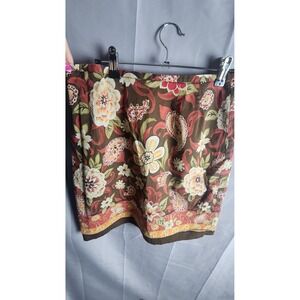 Vintage Harold's Paisley Floral‎ Midi Skirt Earth Tone Cotton Blend Size 10